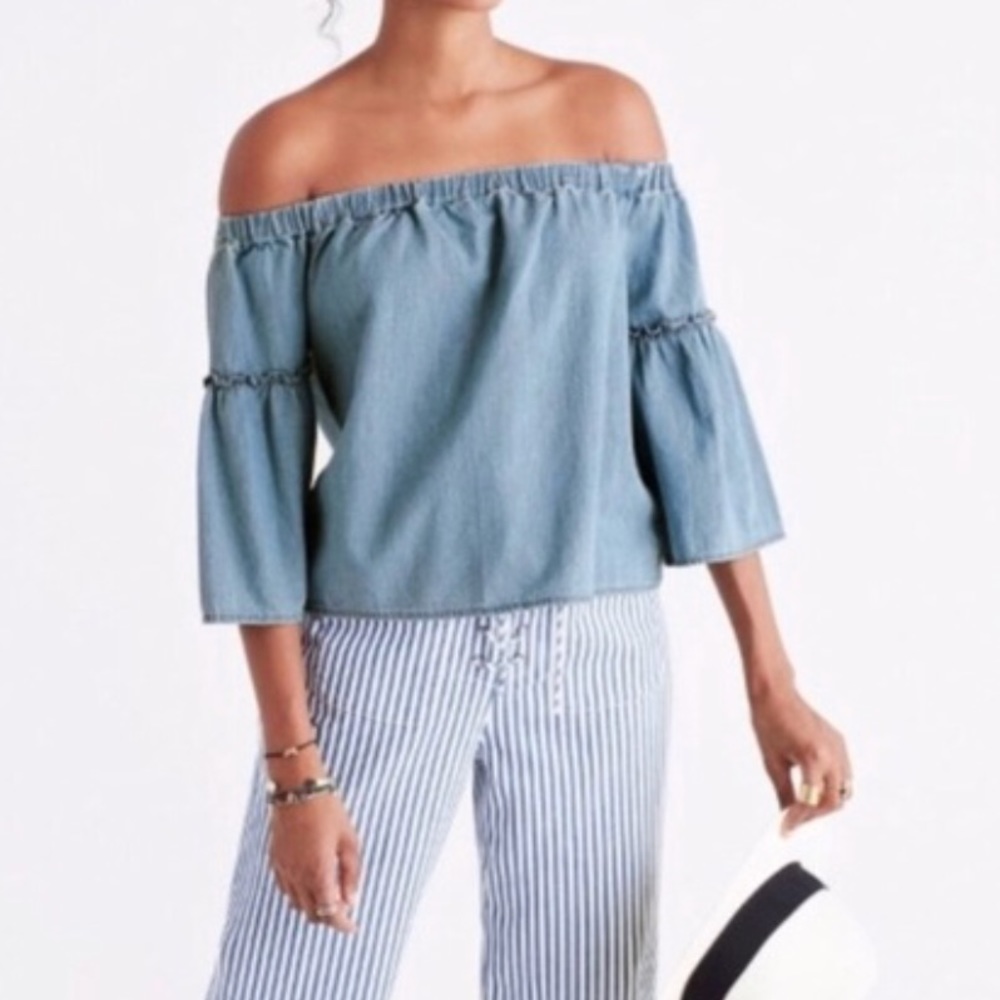 Madewell Chambray Off The Shoulders Top